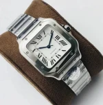 Latest Noob Watch Clean Factory Santoss Smart Link Quickly Change Bracelet About 8.5mm Thickness White Dial with Extra Leather Strap No Date