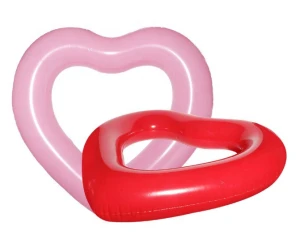 LC Water Fun Beach Party Heart Shape Swim Ring Float Inflatable Pool Ring Swimming Ring Adult