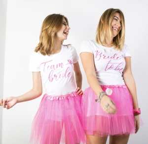 Le spose di carol best italian quality t -shirt Team bride 100% cotton pink and white use for bride team  atlahua brand