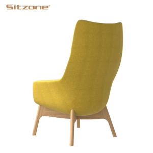 Leisure modern restaurant yellow fabric high wing back lounge chair