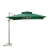 Leisure outdoor garden furniture red yellow color double roof round parasol side umbrella with base roman umbrella
