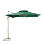 Leisure outdoor garden furniture red yellow color double roof round parasol side umbrella with base roman umbrella