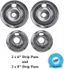 Lifetime Appliance Ultra Durable W10196405, W10196406 Chrome Drip Pans Replacement for Whirlpool W10278125-2 x Small 6&quot; + 2 x La