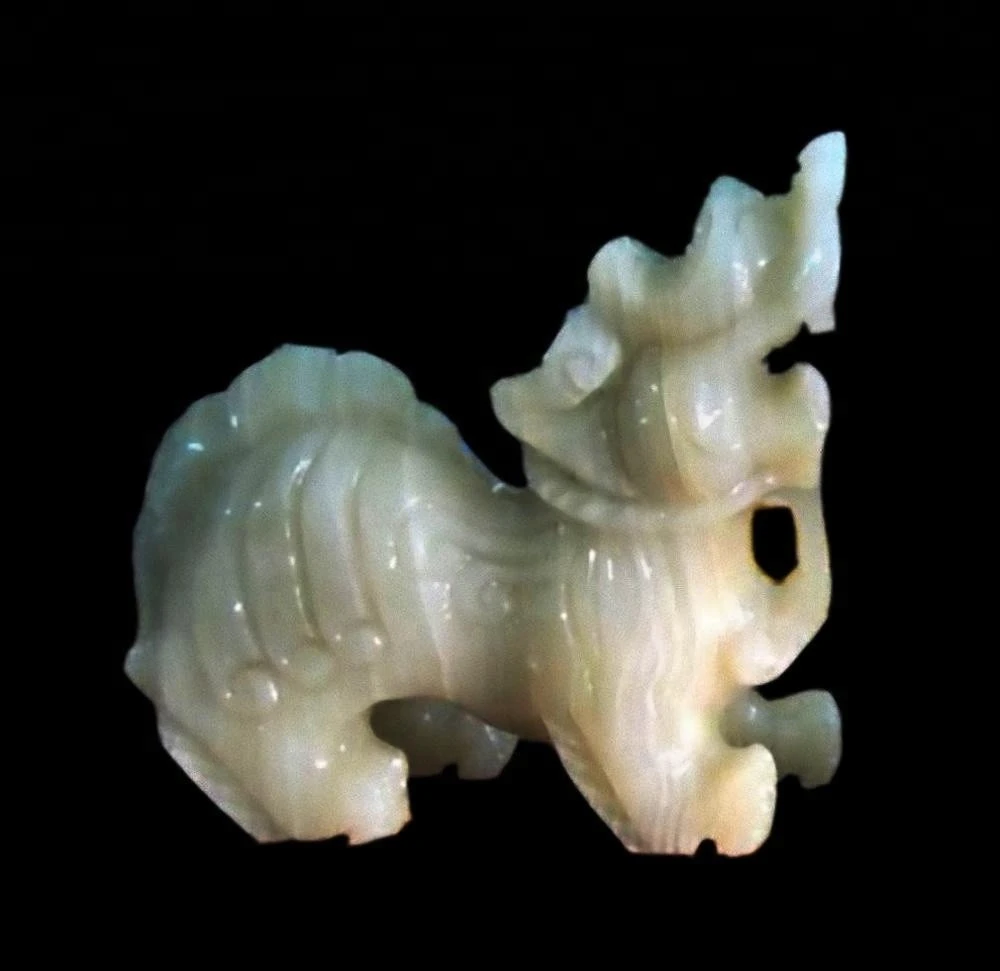 Light green onyx Dragon dog Pixiu Danang stone sculpture DSF-T076