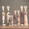 Lovely Cute Small Animal Figurine Bunny Couple Desk Top Home Decor Sculpture Rabbit Family Resin Statue