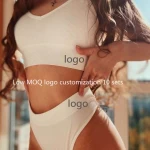 Low Moq Logo Custom Woman Bra Set Bra And Panty Sets Underwear Bralette Sports Ribbed Seamless Wireless Push Up Bra & Brief Sets