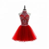 Low Price Homecoming Dresses Halter Neckline Sleeveless Stone Beaded Short Party Wear Cocktail Dress
