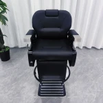 Luxury Antique Heavy Duty Swivel Salon Retro Barber Chair profissional hydraulic pump all black synthetic leather salon chair