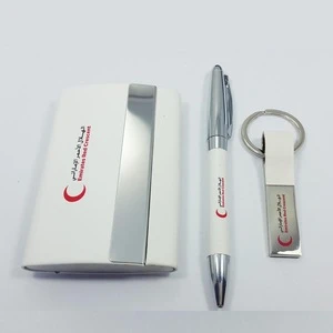 luxury card holder business card and pen keychain business office corporate gift set promotional for men