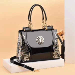 Luxury Famous Designer Fashion Women Bag Sequin Embroidery Patent Leather Handbag High Quality Messenger Bags