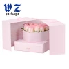 Luxury Pink Handmade Flower Paper Gift Box With Inner Drawer