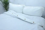 Luxury Soft Washed Cotton Hotel Bed Sheet White Pom Pom Tassel Duvet Cover Bedding Sets Wholesale Bed Cover Set