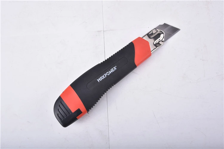 Maxpower brand high quality large size Push button cutter plastic knife of ABS push-lock snap off Utility Knife
