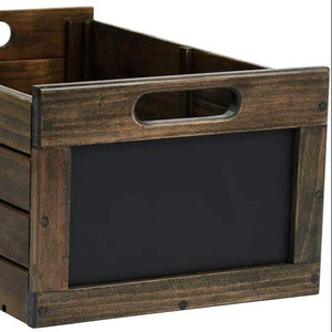 Medium Dark Oak Wood Chalkboard Crate