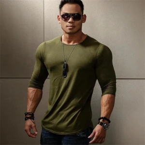 Men Bodybuilding Sportswear T-shirt Long Sleeve Compression Men Fitness Tight Rashgard T-Shirt