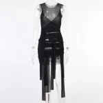 mesh see through sleeveless wholesale 2021 casual dresses bodycon  bandage dress women