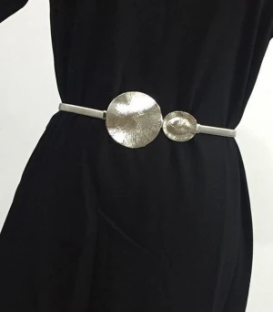 Metal coins elastic women waist chain belt
