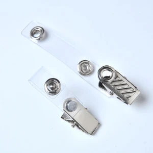 Metal suspender-type clip ID Holder Badge Clip With Strap 12mm plain custom made single ended lanyard
