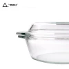 Microwave safe borosilicate glass bakeware baking in a borosilicate glass dish
