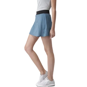 Mini sport skirt women tennis wear knitted custom elastic waist flared hem girl mini safety short skort