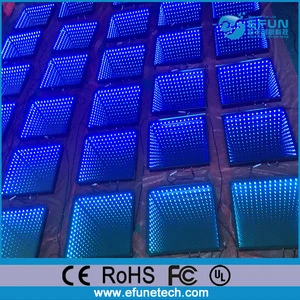 mirror 3D effect tempered glass illuminated led event party dance floor