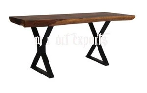 Modern And Antique Single Slab Acacia wood Live Edge Industrial Handmade Dining Table