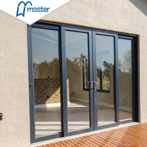 Modern Design Thermal Break Double Large Glass Exterior Patio 3 4 Panels Aluminium Glass Sliding Door