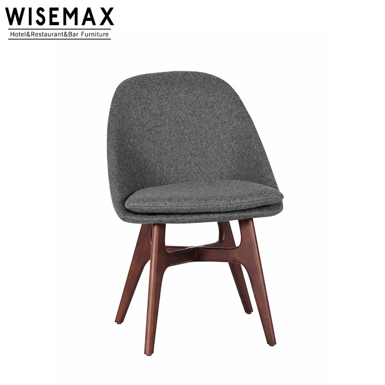 Modern designer solid wood Upholstery fabric seat dining chair gray chair restaurant
