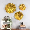 Modern interior decor elegant gold metal lotus flower wall decoration