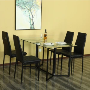 modern italy Hot selling dining room furniture modern glass dining table set Restaurant Chairs and table dining room set