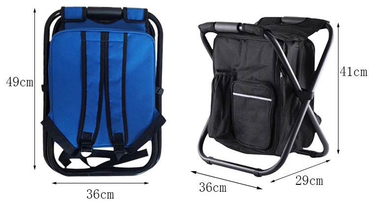 Multi-Purpose Backpack Cooler Chair Compact Folding Chair Portable Storage Seat with Cooler Bag for Fishing Camping