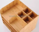 Multifunction Bamboo Wood Stationery Desk Organizer