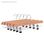 Multifunctional Wooden Skirt Hanger Garment Pant Cheap Hangers with Clips
