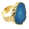 Natural Agate Slice Druzy Rings 24k Gold Adjustable Wholesale Ring Jewelry