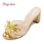 Import New Arrivals Fish Mouth pvc shoes Women Sandals high Heels Flower Rhinestone Summer Transparent Crystal ladies Slipper from China