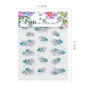 New design 5D decals sticker stick on nail tips nail stick ons