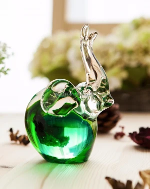 New Design Crystal Centerpieces Green Elephant Glass Craft for Home Decor