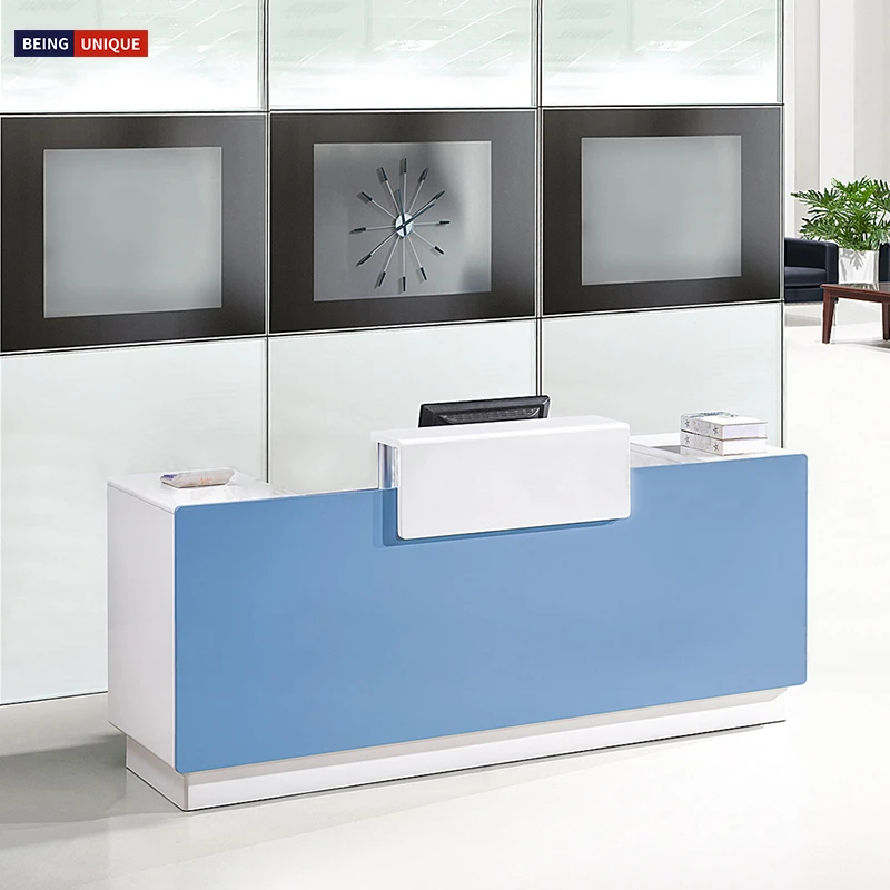 New design E1 grade wooden material salon hotel office furniture reception desk