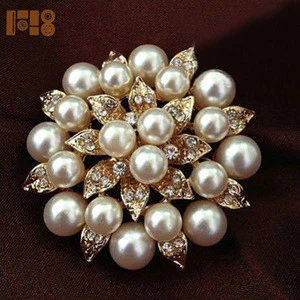 New Product  Pearl Rhinestone Crystal Vintage Flower Brooch Pin Brooches