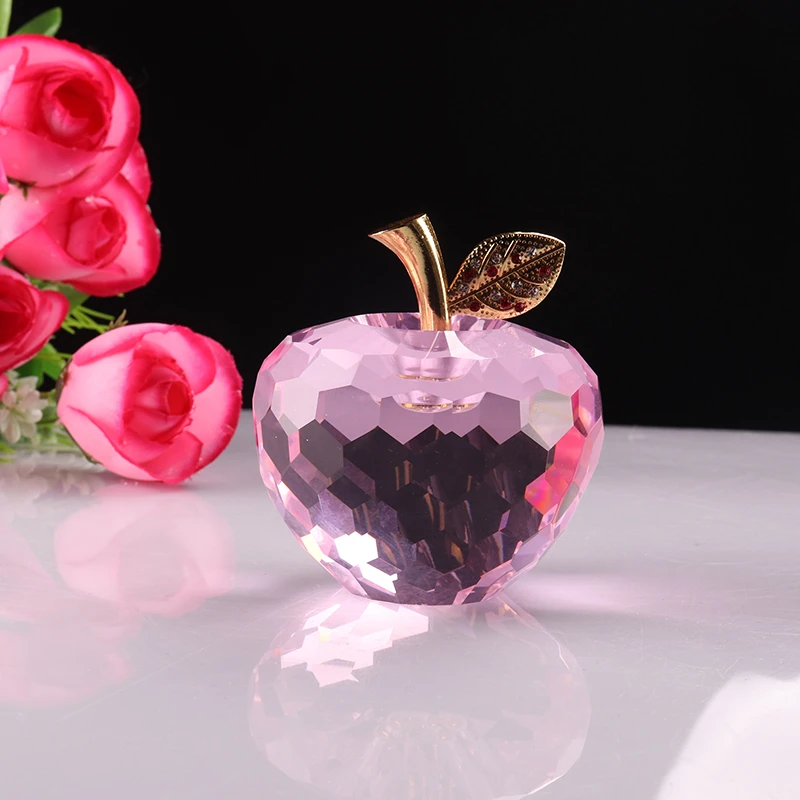 New transparent crystal unique crafts crystal glass apple birthday party gift custom souvenir Crystal apple