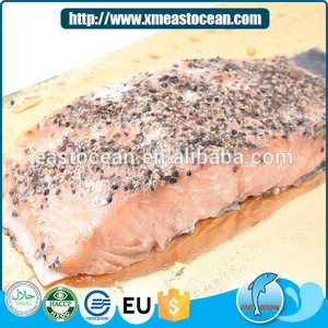 Newest salted fillet seafood snack smoked fish cut salmon fish frozen