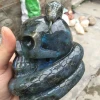 Nutural animal craving craved semi-precious stone labradorite skull with snake crafts