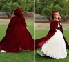 NW1163 Shiny Red Long Custom Wedding Capes Formal Bride Cloaks Jacket Wrap Floor-Length