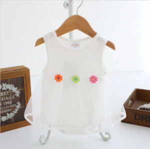 OEM Summer new born dress baby romper sleeveless baby girls onesie solid color soft cotton baby romper