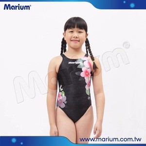 One Piece Children Swimwear Lovely Black Competition Swimwear For Girls