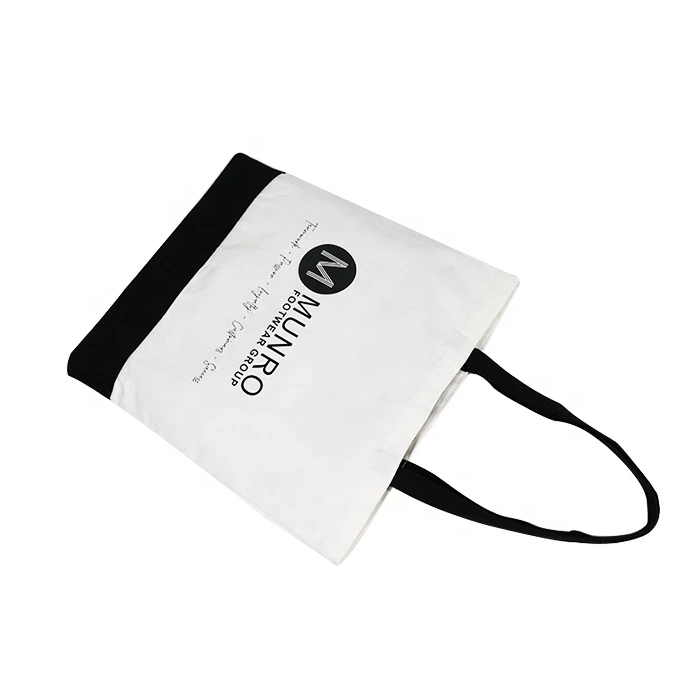 Original and black color Cotton Canvas solid tote chain shopping bag custom