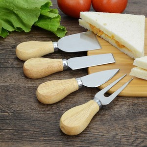 Original Bamboo Handle 4 Pieces Set Cheese Knives Stainless Steel Cheese Tool set