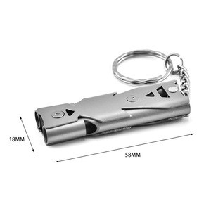 Outdoor EDC Survival Whistle Stainless Steel Alloy Keychain Cheerleading Emergency High Decibel Double Pipe Whistle