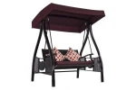 Outdoor garden swing metal rattan seats  hanging egg chair leisure rocking chair indoor swing Lover three seats for  Outdoor