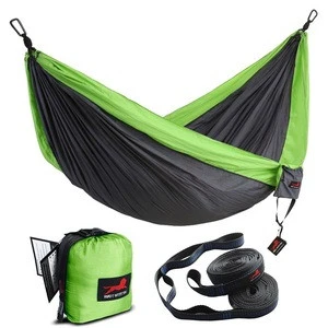 Outdoor portable two person 210T ripstop nylon parachute fabric durable folding camping hammock